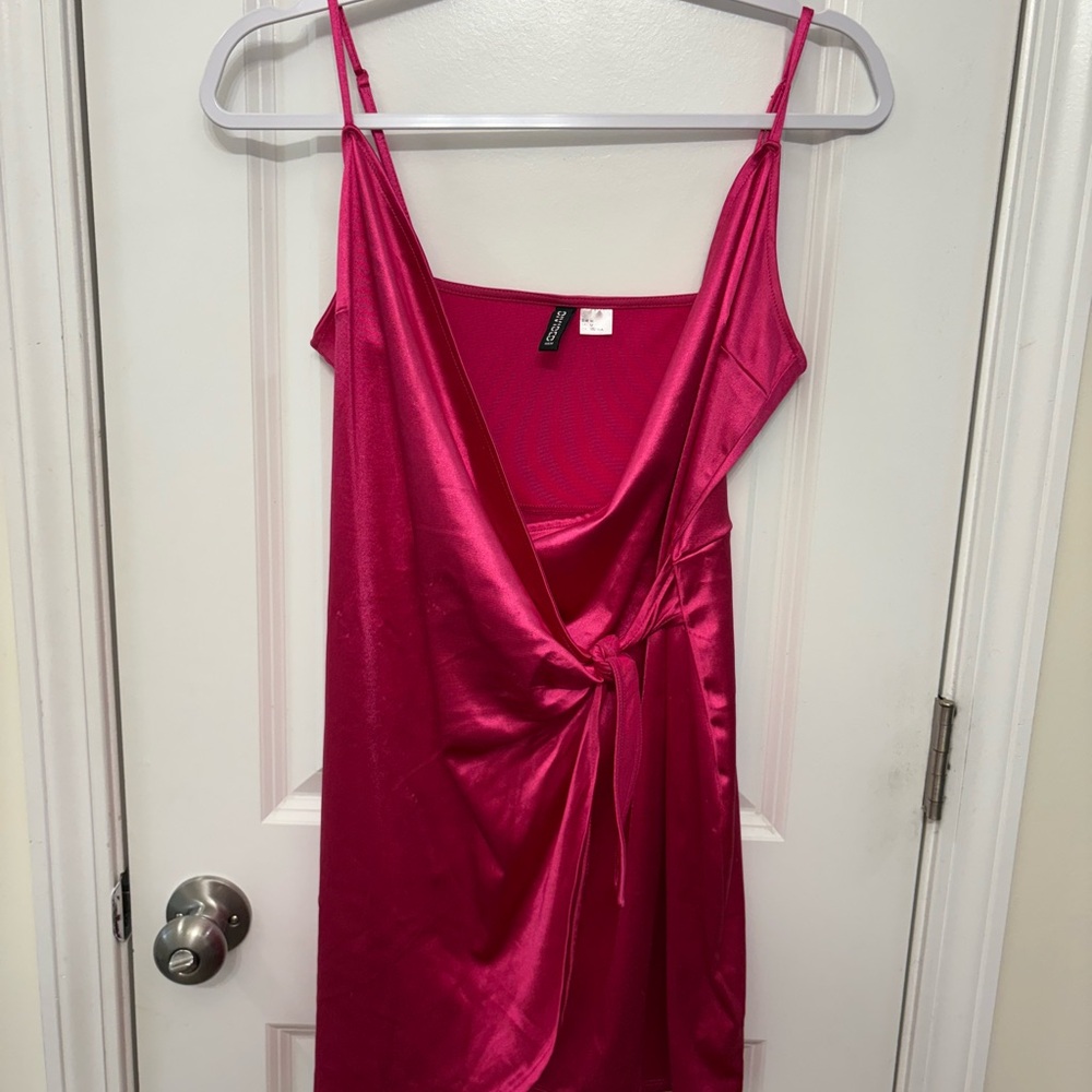 Sleek Pink Satin Dress